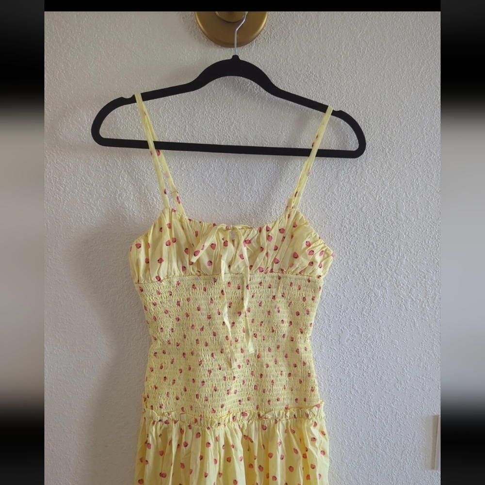 FREE PEOPLE LAVENDER DAZE DRESS IN STRAWBERRY LEMON COMBO Xs Smocked - Picture 5 of 8
